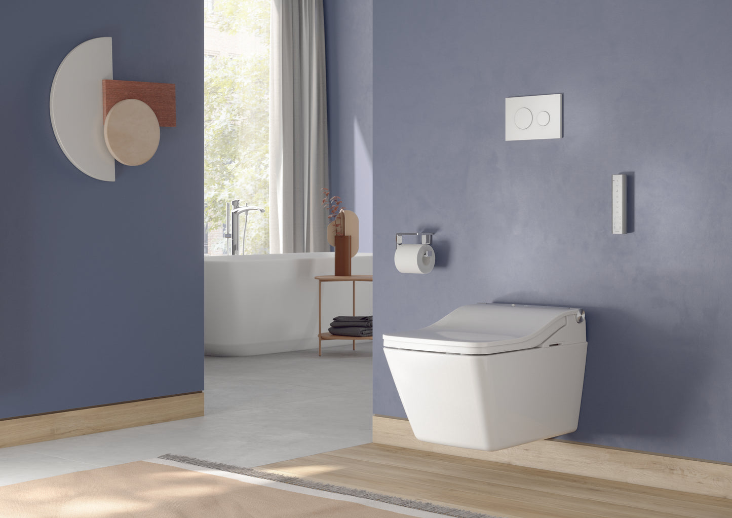 TOTO Komplettset Washlet SW auto flush Dusch-WC inkl. Vorwandelement u. Betätigungsplatte