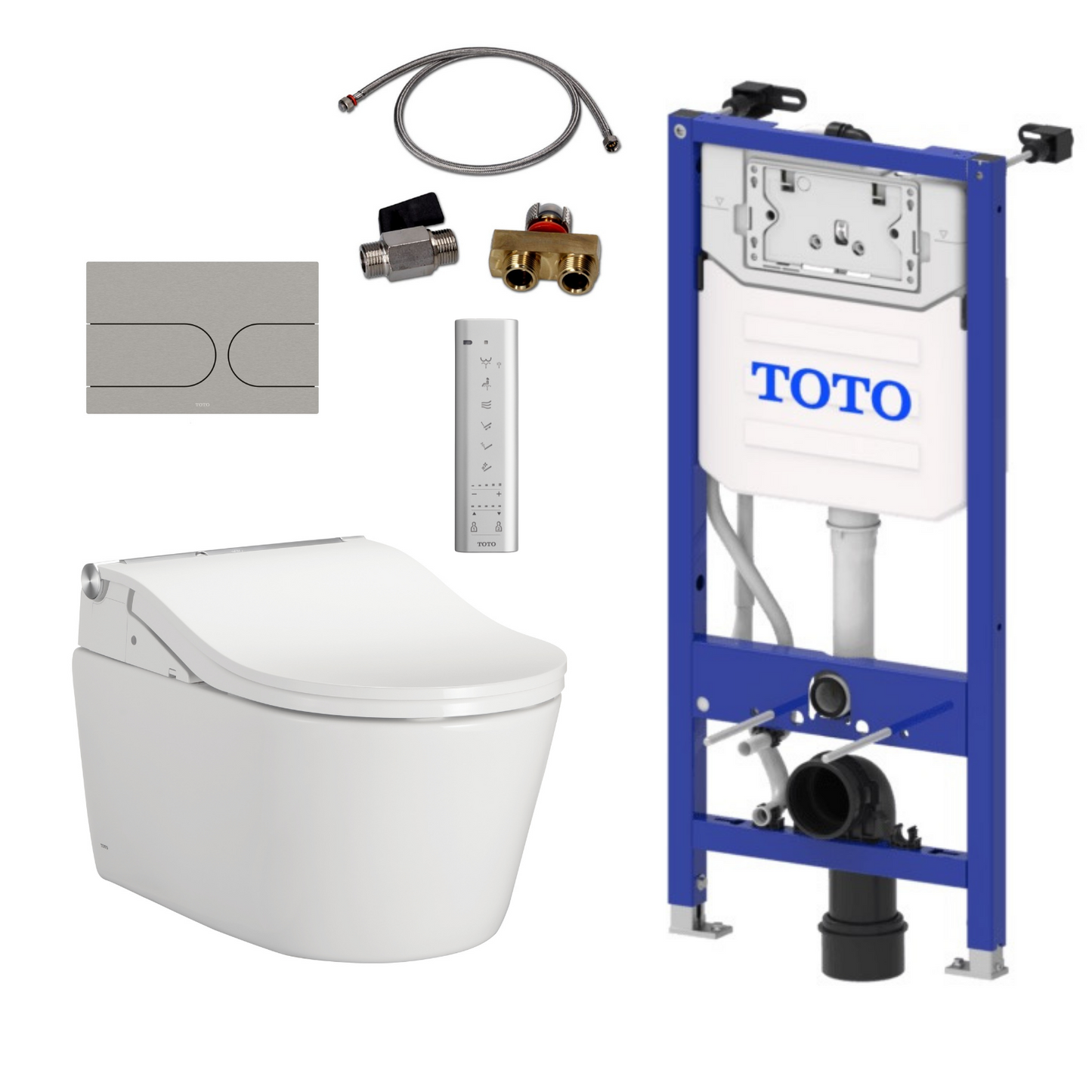 TOTO Komplettset Washlet RW auto flush Dusch-WC inkl. Vorwandelement u. Betätigungsplatte